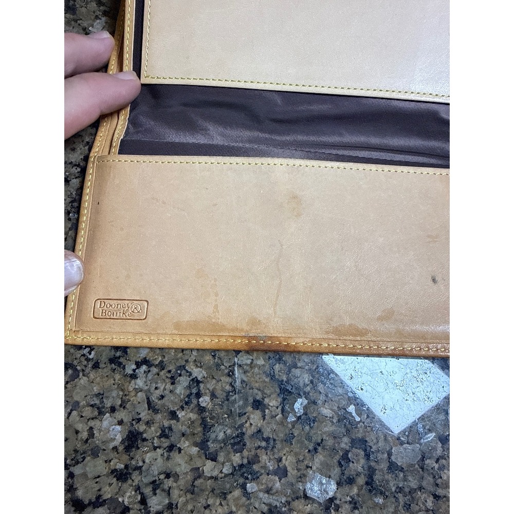 Dooney & Bourke Pink Monogram Canvas Trifold Wallet Tan Leather Trim Vintage - Picture 3 of 5